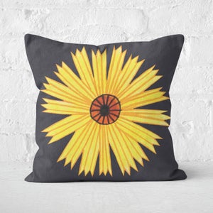 Yellow Botanical Flower Square Cushion