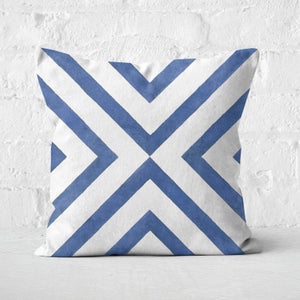 Watercolour Blue Pattern Square Cushion