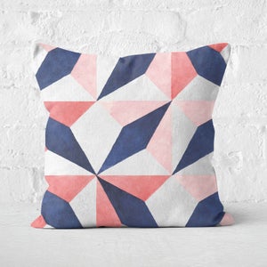 Pink And Blue Aztec Diamonds Square Cushion