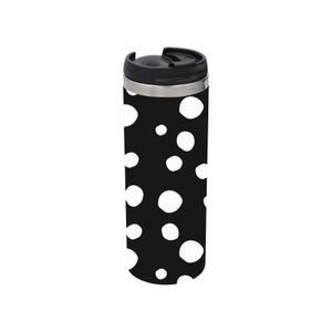 Black White Dots Stainless Steel Thermo Travel Mug