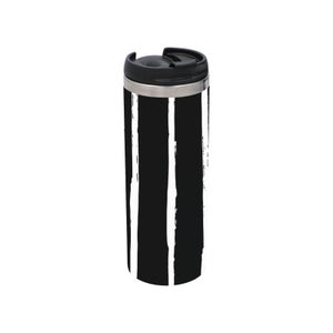 Black White Stripe Stainless Steel Thermo Travel Mug