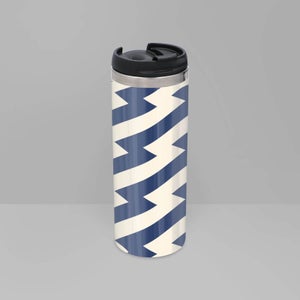 Navy And Nude Zig Zag Pattern Stainless Steel Travel Mug
