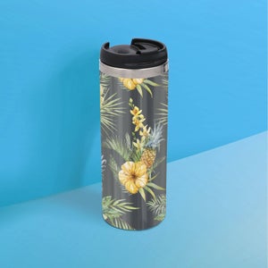 Yellow Floral Stainless Steel Travel Mug