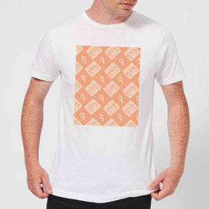 Boombox Pattern Orange Men's T-Shirt - White