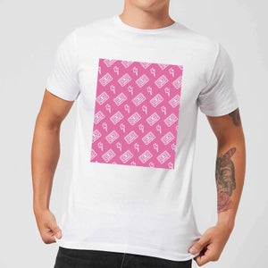Cassette Tape Pattern Pink Men's T-Shirt - White
