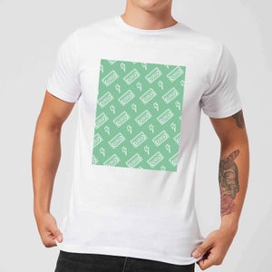VHS Tape Pattern Green Men's T-Shirt - White