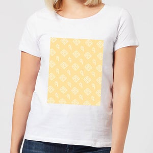 Floppy Disc Pattern Yellow Women's T-Shirt - White