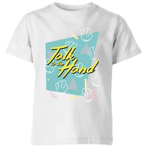 Talk To The Hand Square Patterned Background Kids' T-Shirt - White