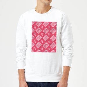 Boombox Pattern Pink Sweatshirt - White