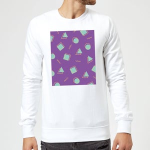 90's Circle Square Triangle Pattern Sweatshirt - White