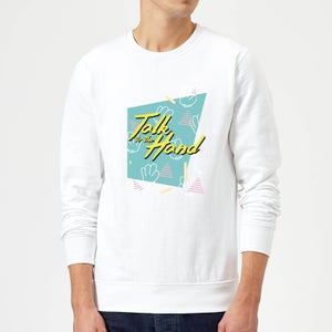 Talk To The Hand Square Patterned Background Sweatshirt - White