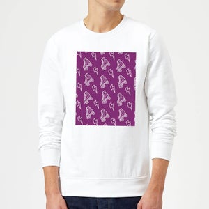 Roller Skate Pattern Purple Sweatshirt - White