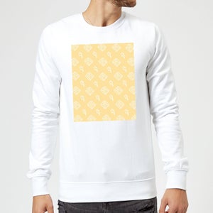 Floppy Disc Pattern Yellow Sweatshirt - White