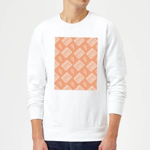 Boombox Pattern Orange Sweatshirt - White