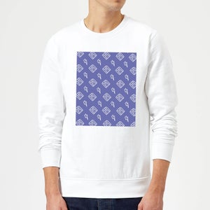 Floppy Disc Pattern Purple Sweatshirt - White