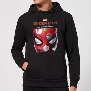 Spider-Man Far From Home Stickers Mask Hoodie - Black