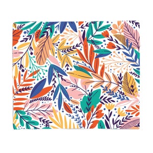 Colourful Leave Print Fleece Blanket
