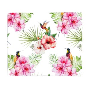 Floral Bird Print Fleece Blanket