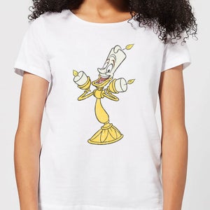 Camiseta para mujer Beauty and The Beast Lumiere Distressed de Disney - Blanco