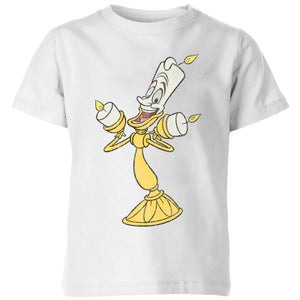 Disney Beauty And The Beast Lumiere Distressed Kids' T-Shirt - White