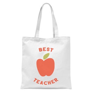 Best Teacher Apple Tote Bag - White