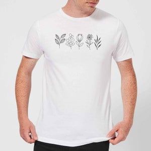 Hand Drawn Leaves Men's T-Shirt - White