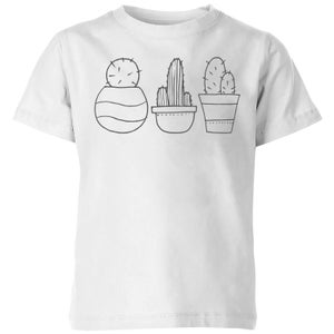Hand Drawn Cacti Kids' T-Shirt - White