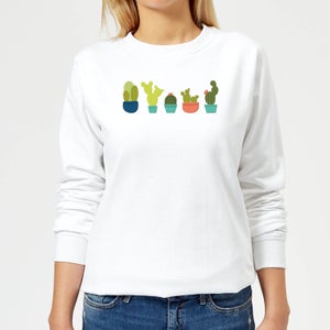 Cacti In A Row Women's Sweatshirt - White