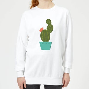 Single Potted Cactus Women's Sweatshirt - White