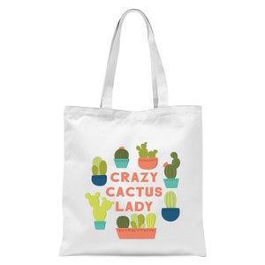 Crazy Cactus Lady Tote Bag - White