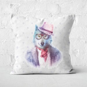 Hipster Wolf Square Cushion
