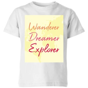 Wander Dreamer Explorer Background Kids' T-Shirt - White