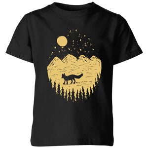 Moonlight Fox Adventure Kids' T-Shirt - Black