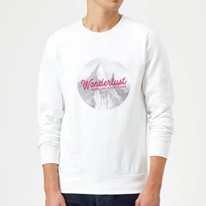 Mountain Wonderlust Adventure Is Out There Sweatshirt - White