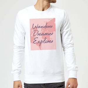 Wander Dreamer Explorer With Map Background Sweatshirt - White