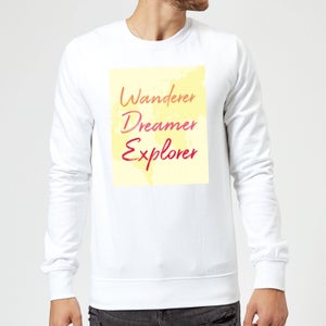 Wander Dreamer Explorer Background Sweatshirt - White