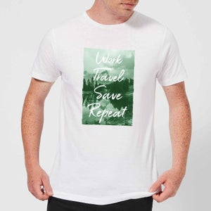 Work Travel Save Repeat Forest Photo Men's T-Shirt - White
