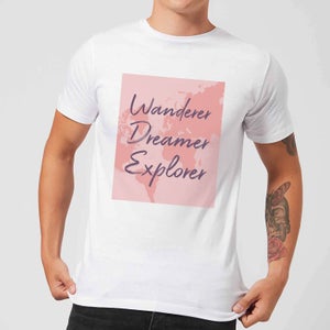 Wander Dreamer Explorer With Map Background Men's T-Shirt - White