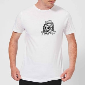 Explorer Skull Pocket Print Men's T-Shirt - White