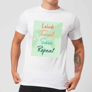 Work Travel Save Repeat Background Men's T-Shirt - White