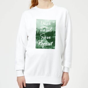 Work Travel Save Repeat Forest Photo Women's Sweatshirt - White