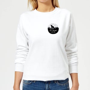 Black To Travel Is To Live Pocket Print Women's Sweatshirt - White