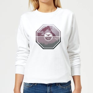 Octagon Mountain Photo Graphic Women's Sweatshirt - White