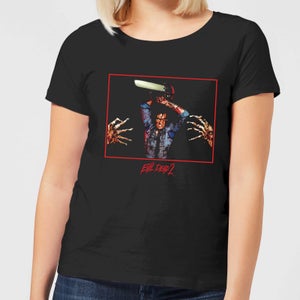 Camiseta para mujer Evil Dead 2 Ash Chainsaw - Negro