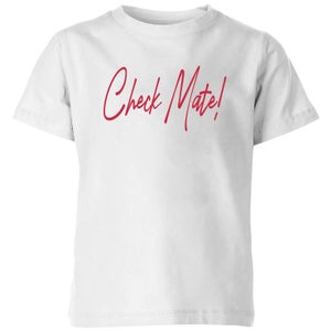 Check Mate! Script Text Kids' T-Shirt - White