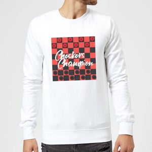 Checkers Board With Text Sweatshirt - White