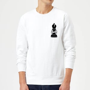 Bishop Chess Piece Faithful Pocket Print Sweatshirt - White