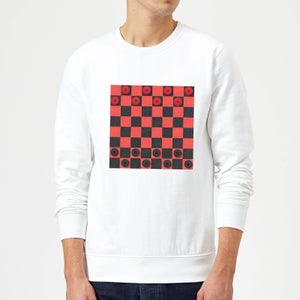 Red Checkers Board Sweatshirt - White