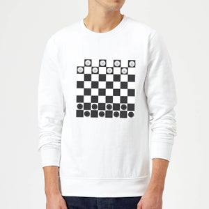 Playing Checkers Board Sweatshirt - White