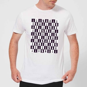 Chess Board Repeat Pattern Monochrome Men's T-Shirt - White